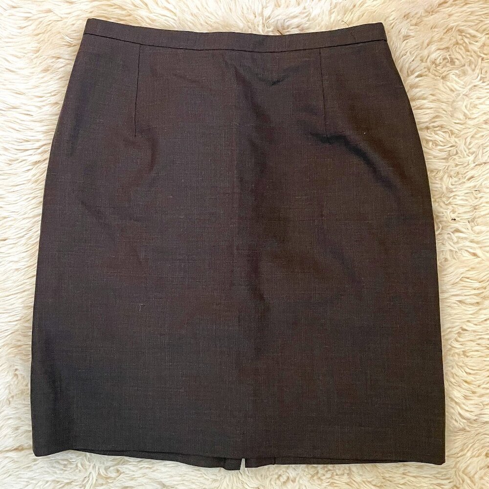 Vintage Barneys New York Brown Italian Wool Pencil Skirt Women's 12 knee length